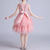 baratos Vestidos para Menina das Flores de Casamento-Princesa Até os Joelhos Vestido para Meninas das Flores Festa de Casamento Meninas Lindo Vestido de Baile Renda com Pétala Costas de Renda Mini Noivas Ajuste 3-16 anos