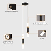 voordelige Cilinderontwerp-led hanglampen 2-lichts modern keukeneiland dimbaar led modern zwart goud mini hanglamp, slaapkamer nachtkastje zwart kleine hanglamp
