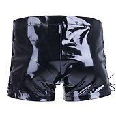 cheap Casual Shorts-Men&#039;s Casual Shorts Faux Leather Shorts Solid Colored Comfort Soft Home Casual Clubwear Sexy Wetlook Black