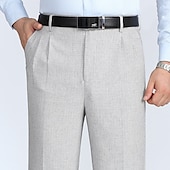 Voor heren Pakken Broek Geplooide broek Vetoketju Zak Recht been Effen Comfort Ademend Enkellengte Bruiloft Kantoor Werk Modieus Chique en modern Grijs Groen Rokerig grijs Micro-elastisch voordelige Loszittend-Voor heren Pakken Broek Geplooide broek Vetoketju Zak Recht been Effen Comfort Ademend Enkellengte Bruiloft Kantoor Werk Modieus Chique en modern Grijs Groen Rokerig grijs Micro-elastisch