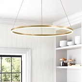 preiswerte Ring- und Runddesign-LED Pendelleuchte 40/60/80cm 1-flammig Ring Kreis Design dimmbar Aluminium lackierte Oberflächen luxuriöser moderner Stil Esszimmer Schlafzimmer Pendelleuchten 110-240V nur mit Fernbedienung dimmbar
