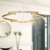 abordables Design Anneau et Rond-80 cm cercle pendentif lumière or lustre de luxe en aluminium anodisé LED moderne