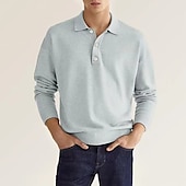 preiswerte Klassisches Poloshirt für Herren-Herren Golfhemd Strickpolo Strasse Casual Polo-Kragen Klassisch Langarm Modisch Brautkleider schlicht Feste Farbe Glatt Knopf vorne Einfach Frühling &amp; Herbst Regular Fit Schwarz Weiß Hellgrün Rosa