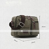 billige Herrevesker-vintage lerret crossbody messenger bag for menn, skulderveske med flere lommer med skinndetaljer for reise og fritidsbruk