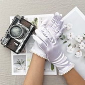 cheap Party Gloves-Satin Wrist Length Glove Vintage Style / Elegant With Faux Pearl Wedding / Party Glove