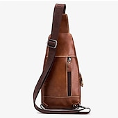 preiswerte Taschen für Herren-braune Sling Bag aus Leder für Herren mit verstellbarem Riemen und mehreren Reißverschlusstaschen – stylische Crossbody-Reise- und Freizeit-Umhängetasche