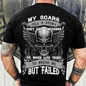 billige hodeskalle og bein-Herre Grafisk Hodeskaller T skjorte T-skjorter Tilbake Print T-skjorte nødlidende t-skjorte Kortermet T skjorte 3D-utskrift Crew-hals Skjorte Årgang Mote Designer utendørs Avslappet Daglig Svart Vår