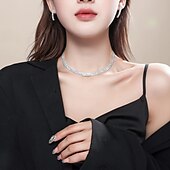ieftine Seturi de Bijuterii-Seturi de bijuterii 1set Diamante Artificiale Aliaj 1 Colier Cercei Pentru femei Stilat Simplu Elegant Lantul de tenis Prinţesă Set de bijuterii Pentru Petrecere Aniversare Petrecere / Seară