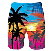 cheap Tropical Plants &amp; Flowers-Men&#039;s Coconut Tree Graphic Prints Swim Trunks Swim Shorts Board Shorts Mid Waist Hawaiian Boho Casual Daily Holiday Drawstring with Mesh lining Elastic Waist Designer Clothing Apparel