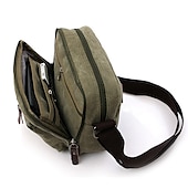 billige Herrevesker-vintage lerret crossbody messenger bag for menn, skulderveske med flere lommer med skinndetaljer for reise og fritidsbruk
