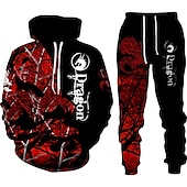 baratos Conjunto de Moletom 3D Masculino-Homens Gráfico Dragão 2pcs Conjuntos de moletom 3D Moletom Moletons Manga Longa Calças compridas Com Capuz Roupa de rua Designer Básico Desportos e Ar livre Casual Esportes Imprimir Primavera Outono