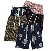 billige Sleep Bottom-Herre lounge Pysjamashorts Dyr Grafiske trykk Fritid Komfort Hjem Daglig Seng Bomull Pustende Myk Elastisk midje Sommer Vår Sjøblå Svart
