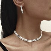 ieftine Seturi de Bijuterii-Seturi de bijuterii 1set Diamante Artificiale Aliaj 1 Colier Cercei Pentru femei Stilat Simplu Elegant Lantul de tenis Prinţesă Set de bijuterii Pentru Petrecere Aniversare Petrecere / Seară
