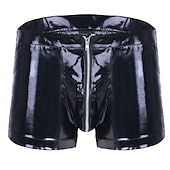 cheap Casual Shorts-Men&#039;s Casual Shorts Faux Leather Shorts Solid Colored Comfort Soft Home Casual Clubwear Sexy Wetlook Black