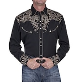 preiswerte Westernhemden für Herren-Herren Blumen Grafikdrucke Hemd Westernhemd Cowboy-Shirt Langarm Mode Streetwear Designer Outdoor Täglich Herbst Winter Umlegekragen Druck Button-Down Schwarz Rote Blau Grün
