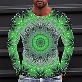 preiswerte 3D-T-Shirts-Herren Graphic Technologie T Shirt Tee Langarm T-Shirt 3D-Druck Rundhalsausschnitt Hemd Modisch Designer Einfach Outdoor Casual Täglich Gelb Blau Grün Frühling &amp; Herbst Bekleidung S M L XL 2XL 3XL