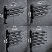 abordables Barres repose-serviettes-Porte-serviettes Mural, Porte-Serviettes en Acier Inoxydable Pivotant 2 à 5 bras, Rotatif à 180°, Porte-Serviettes Mural, pour Cuisine, Toilettes, Vestiaire et Salle de Bain, Noir
