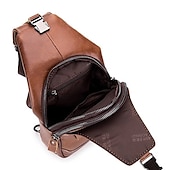 preiswerte Taschen für Herren-braune Sling Bag aus Leder für Herren mit verstellbarem Riemen und mehreren Reißverschlusstaschen – stylische Crossbody-Reise- und Freizeit-Umhängetasche