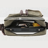 billige Herrevesker-vintage lerret crossbody messenger bag for menn, skulderveske med flere lommer med skinndetaljer for reise og fritidsbruk