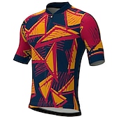 abordables Maillots pour hommes-21Grams Homme Maillot Velo Cyclisme Manche Courte Cyclisme Top avec 3 poches arrière VTT Vélo tout terrain Vélo Route Respirable Evacuation de l&#039;humidité Séchage rapide Bandes Réfléchissantes Jaune
