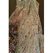 cheap Wedding Veils-One-tier Flower Style / Sweet Wedding Veil Chapel Veils with Embroidery 62.99 in (160cm) Tulle dress to impress 2025