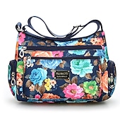 economico Borse a Tracolla-Per donna Borsa a tracolla Borsa a tracolla Nylon Esterno Giornaliero Per uscire Stampa Impermeabile Floreale Fiore decorativo Nero grigio Nero Bianco