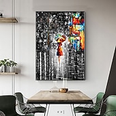 Недорогие Пейзажи-ручная роспись маслом холст акриловые настенные художественные украшения современная черно-белая картина ножом романтической дождливой уличной сцены для домашнего декора свернутая бескаркасная