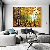 billiga Landskapsmålningar-handgjord handmålad oljemålning vägg modern abstrakt höst skog målning klappkniv konst canvas målning heminredning dekor rullad duk ingen ram osträckt