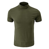 voordelige basis t-shirts-Voor heren T-shirt Coltrui Korte mouw Hoge nek Zomer Effen Stijlvol Modern eigentijds Comfortabel Vakantie Uitgaan Casual / Dagelijks Koffie Top T-shirt voor mannen