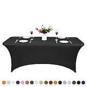 preiswerte Abdeckungen für Gartenmöbel-Stretch-Spandex-Tischdecke für Standard-Klapptische - universeller rechteckiger Tischdeckenschutz für Hochzeit, Bankett und Party