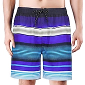 baratos shorts de natação masculinos-Homens Bermuda de Surf Shorts de Natação Calção Justo de Natação Com Cordão com forro de malha Cintura elástica Gradiente Listra Secagem Rápida Curto Casual Diário Feriado Havaiana Boho Azul Laranja