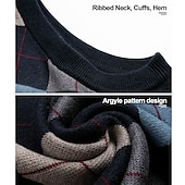 baratos colete de camisolas masculinas-Homens Suéter Colete de moletom Suéteres sociais masculinos Pulôver Estriado Tricotar Tricotado Xadrez Decote V à moda Casual Roupa Diária Férias Roupa Primavera &amp; Outono Camelo Vinho M L XL