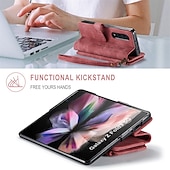 رخيصةأون جراب سامسونج-هاتف غطاء من أجل سامسونج جالاكسي Z Fold 5 Z Fold 4 Z Fold 3 حافظة بطاقة المحفظة قلب سحاب حماية كاملة للجسم مكتب  /  الأعمال جلد PU