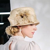 economico Cappelli per feste-cappelli in fibra bombetta / cappello a cloche tea party corsa di cavalli elegante con copricapo di piume copricapo / occasione speciale