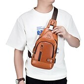 economico Borselli da uomo-borsa a tracolla da uomo in pelle marrone con tasche multiple per attività casual, di viaggio e all&#039;aperto
