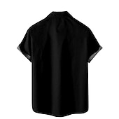 voordelige Heren Bowling Shirt-Voor heren Automatisch Gestreept Overhemd Bowlingshirt Overhemd met knopen Korte mouw Vintage Tropisch Modieus Buiten Strand Zomer Lente Strijkijzer Afdrukken Button-omlaag Zwart En Rood Zwart Rood