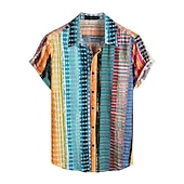 economico Modello etnico-Per uomo Tribale Vintage ▾ Etnico Camicia Camicia con bottoni Manica corta Tropicale Di tendenza Hawaiano Informale Per eventi Spiaggia Estate Primavera Collo ripiegabile Stampa Bottone giù Blu