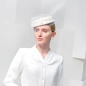 olcso Fascinatorok-sapka fejfedő 100% gyapjú svájcisapka meleg hálós sapka parti/esti alkalmi divat stewardess gyapjú sapka