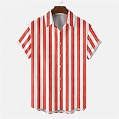 cheap 3D Pattern-Men&#039;s Heart Shirt Button Up Shirt Short Sleeve Tropical Fashion Hawaiian Casual Holiday Beach Summer Spring Turndown Print Button-Down Black White Wine Red Rainbow