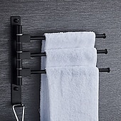 abordables Barres repose-serviettes-Porte-serviettes Mural, Porte-Serviettes en Acier Inoxydable Pivotant 2 à 5 bras, Rotatif à 180°, Porte-Serviettes Mural, pour Cuisine, Toilettes, Vestiaire et Salle de Bain, Noir