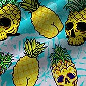 tanie Jedzenie i napoje-Męskie Czaszka Ananas Koszula Koszula hawajska Koszula Aloha Krótkie rękawy Koszula Wieczorne Tropikalny Moda Hawajskie Na zewnątrz Ulica Hawajskie Niebieski S M L