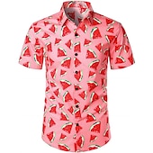 economico Cibo &amp; Bevande-Per uomo A foglia Frutta Banana Camicia Camicia hawaiana Camicia Aloha Maniche corte Camicia Collo ripiegabile Tropicale Di tendenza Hawaiano Strada Informale Hawaiano Nero Bianco Giallo S M L