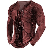 billiga skalle &amp; ben-Herr T-shirt T-shirts Grafisk Häftig dödskalle Mänsklig Krage Kläder 3D-tryck Utomhus Gata Långärmad Spetsknuten Mönster Designer Stylish Vintage Grundläggande