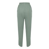 preiswerte Schlichte Hose aus Baumwollleinen-Damenhose aus Baumwollleinen mit Seitentaschen, weites Bein, locker lässig, Sommer, Herbst, Weiß, Hellblau, S, 2XL