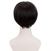 preiswerte Herrenperücken-kurze schwarze Cosplay Perücke der 1960er Jahre Männer synthetische Schüssel geschnitten Pilzhaar Anime Perücken für Filmparty Halloween Weihnachtskostüm Perücke
