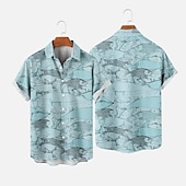 preiswerte Ozean-Druck-Herren Tier Tropisch Fische Hemd Hawaiihemd Sommerhemd Aloha-Shirt Kurze Ärmel Hemd Umlegekragen Tropisch Modisch Hawaiianisch Strasse Casual Hawaiianisch Rote Blau Grau S M L