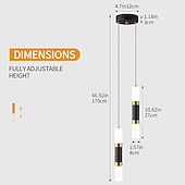 voordelige Cilinderontwerp-led hanglampen 2-lichts modern keukeneiland dimbaar led modern zwart goud mini hanglamp, slaapkamer nachtkastje zwart kleine hanglamp