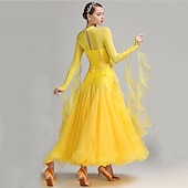 voordelige Ballroom danskleding-Ballroomdansen Kleding Borduurwerk Combinatie Kristallen / Bergkristallen Dames Prestatie Opleiding Lange mouw Netstof Spandex Organza