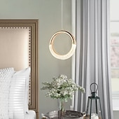 abordables Éclairages pour îlot-luminaire suspendu led anneau cercle design luminaire suspendu 1- luminaire suspendu pour chambre à coucher, éclairage intérieur à longueur réglable pour la cuisine de la salle à manger