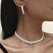 ieftine Seturi de Bijuterii-Seturi de bijuterii 1set Diamante Artificiale Aliaj 1 Colier Cercei Pentru femei Stilat Simplu Elegant Lantul de tenis Prinţesă Set de bijuterii Pentru Petrecere Aniversare Petrecere / Seară